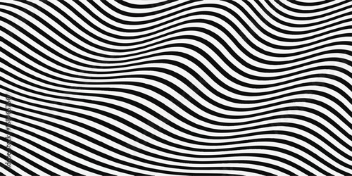 Black and white striped pattern background with a seamless optical illusion design