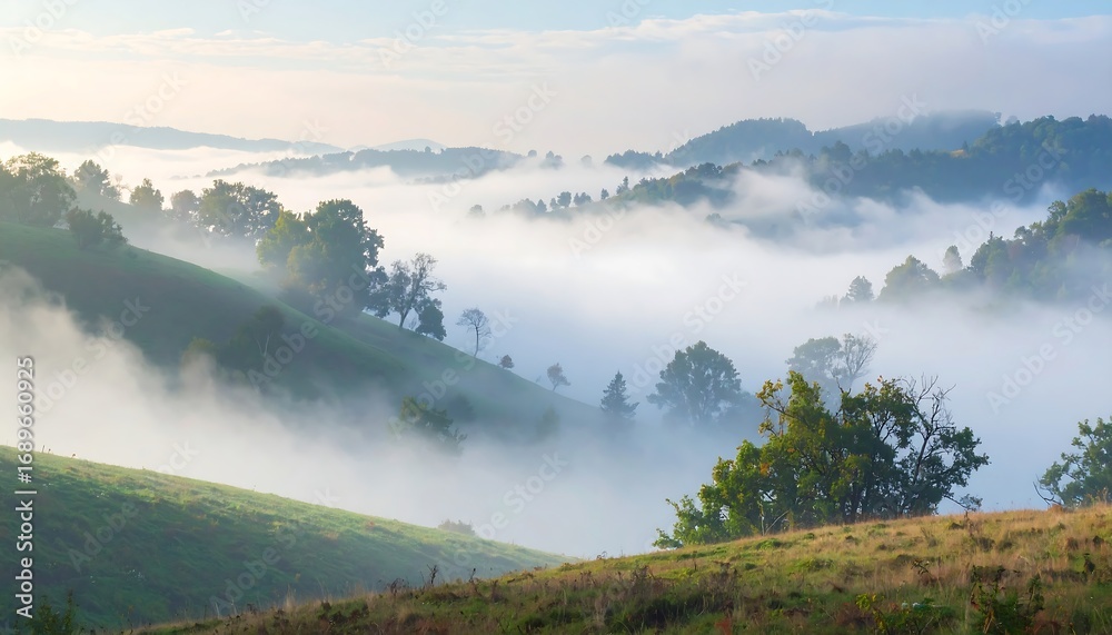 Fototapeta premium Misty mountain landscape at dawn (1)
