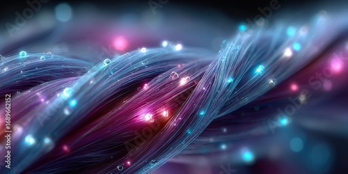A vibrant, abstract composition of glowing fibers, representing digital connectivity and data flow.