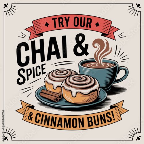 Vintage Chai Spice and Cinnamon Buns Poster