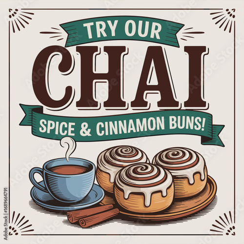 Vintage Chai Spice and Cinnamon Buns Poster