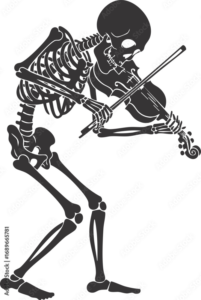 Fototapeta premium Human Skeleton Playing Violin Image Vector Isolated On white Background.