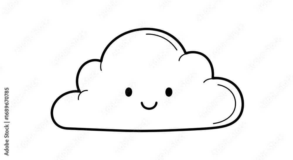 Obraz premium A cute cloud illustration with a smiling face, isolated on transparent background, perfect for childrens designs, weatherrelated themes, and adding a touch of whimsy and happiness