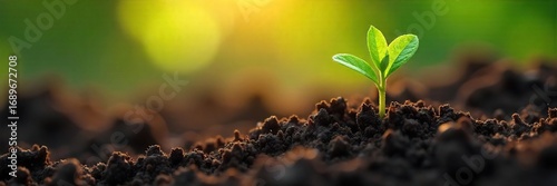Close-up view of a tiny seed being gently placed into rich, dark soil, ready for growth  Sunlight streams in, illuminating the fertile earth and the promise of new life ,  texture,  land,  crop