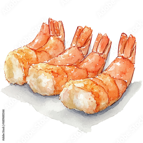 watercolor of Tempura, vector, isolated on a white background.