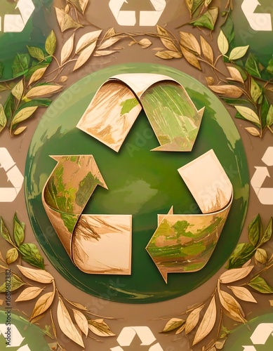 Eco-friendly design with recycling symbol and foliage