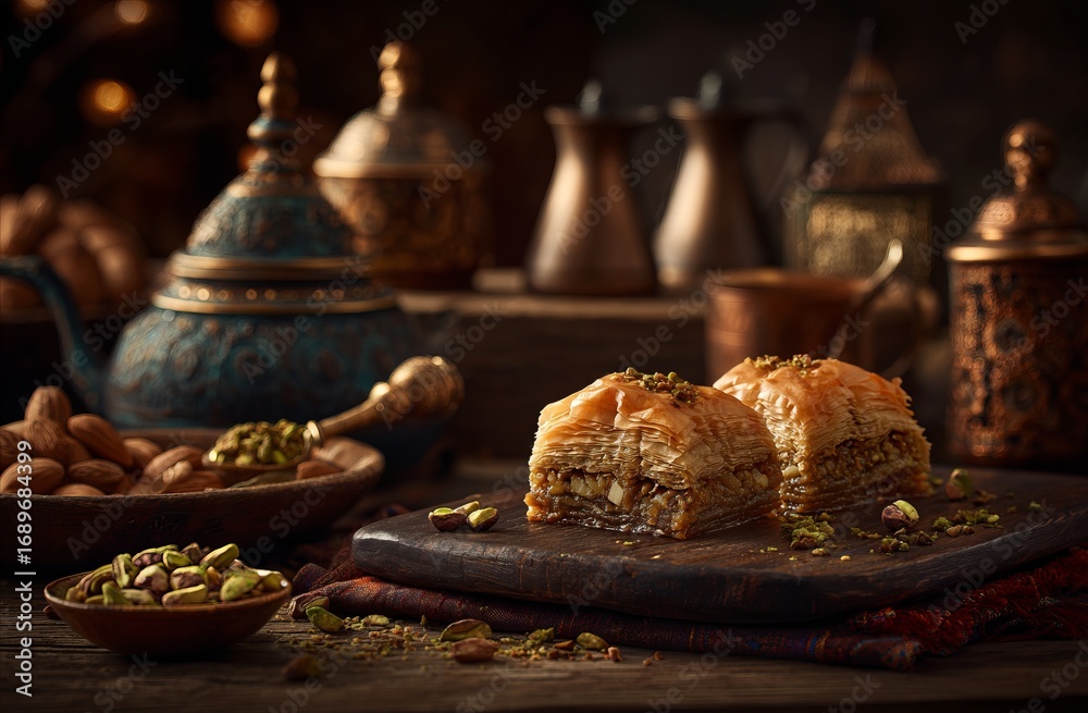 Obraz premium Baklava Delight: Middle Eastern Sweetness