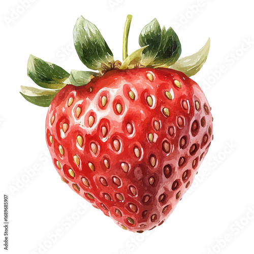 Strawberry, watercolor painting vector, isolated on a white background.
