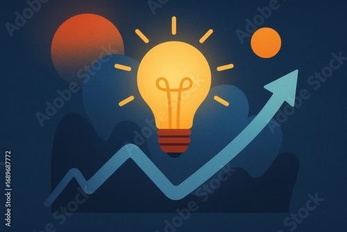 Light Bulb with Growth Arrow – Vector Symbol for Innovation
