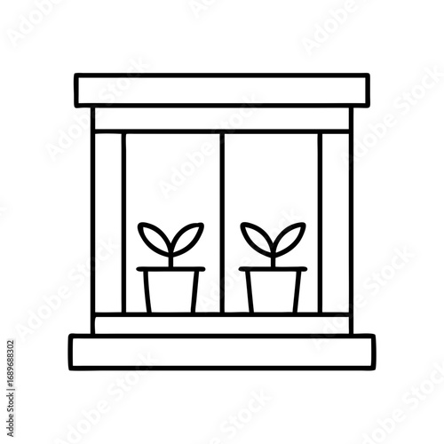 Vector icon of a window planter box with plants
