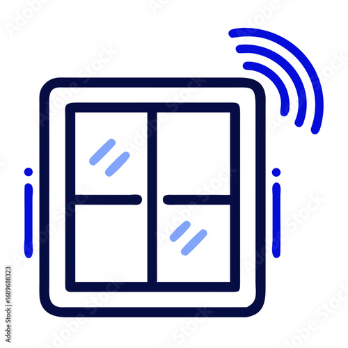 Vector icon of a window sensor with signal representation