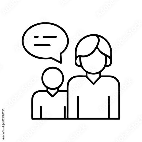 Youth counseling icon depicting adult and child discussing