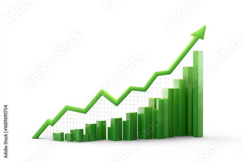 Free Download Green Growth Chart with Rising Bars and Arrow Representing Business Success and Financial Progress - GFXLoad