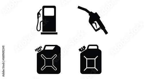 Gasoline pump and fuel can vector illustration icon set design