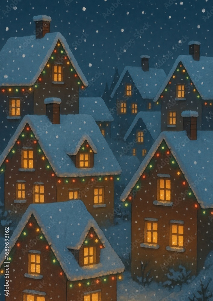 Fototapeta premium Cozy winter village scene