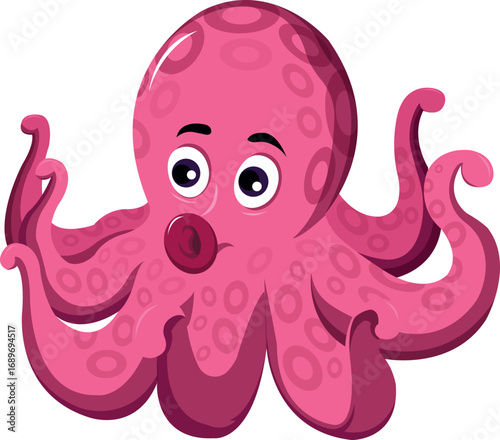 Cute Octopus Cartoon Character Vector Design