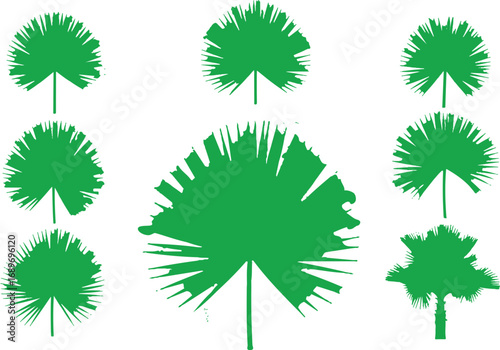 I see the image — it shows **seven green palm-like tree silhouettes** arranged around a larger one in the middle.