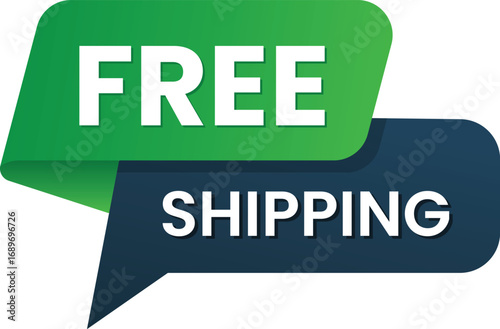 Modern free shipping label design vector illustration with dynamic shop now advertisement banner creative sales promotion template for online store retail marketing offer