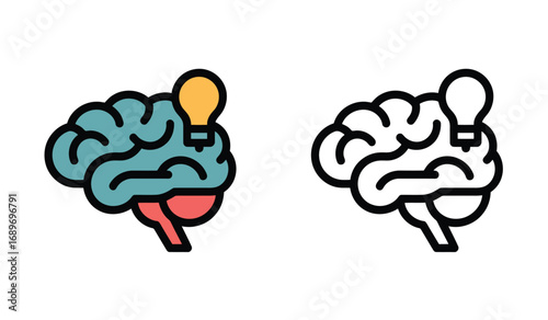 Brainstorming Brilliance Conceptual Brain Graphic with a Lightbulb Icon