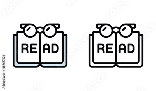 Reading Material Icons Symbolizing the Act of Reading and Expanding Knowledge Acquisition for Readers