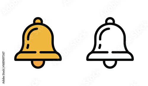 Two Notification Bell Icons with Different Styles Depicting Alert and Reminders for Digital Design