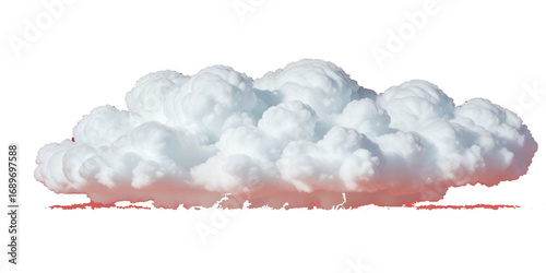 Dramatic Fluffy Clouds Against a transparent Background. This image features a large, fluffy cloud formation with soft pastel tones of white, light blue, and hints of pink/red.
