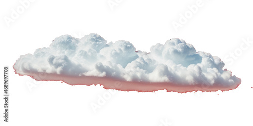 Dramatic Fluffy Clouds Against a transparent Background. This image features a large, fluffy cloud formation with soft pastel tones of white, light blue, and hints of pink/red.