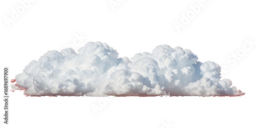 Dramatic Fluffy Clouds Against a transparent Background. This image features a large, fluffy cloud formation with soft pastel tones of white, light blue, and hints of pink/red.