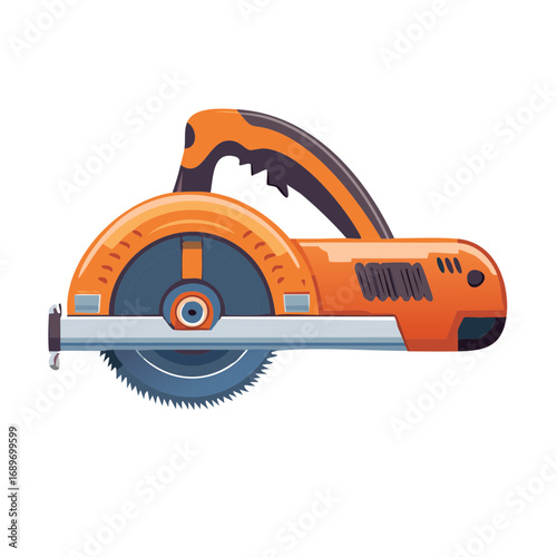 Vibrant orange circular saw tool illustration for construction projects and equipment visuals
