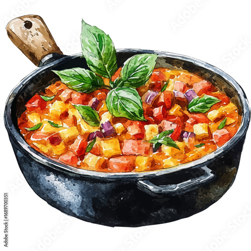 Risotto, watercolor painting vector, isolated on a white background.