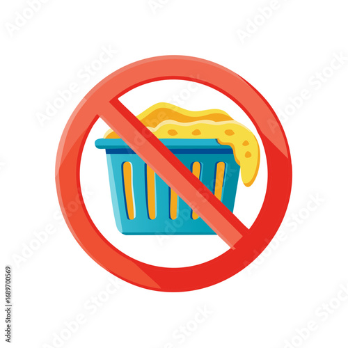 No laundry basket icon indicating prohibition of washing dirty clothes chores cleaning or household tasks