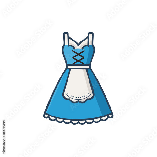 Oktoberfest Dirndl Dress Blue Vector Illustration for Cultural Celebrations