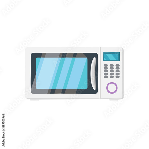 Microwave oven kitchen appliance flat design cartoon vector illustration