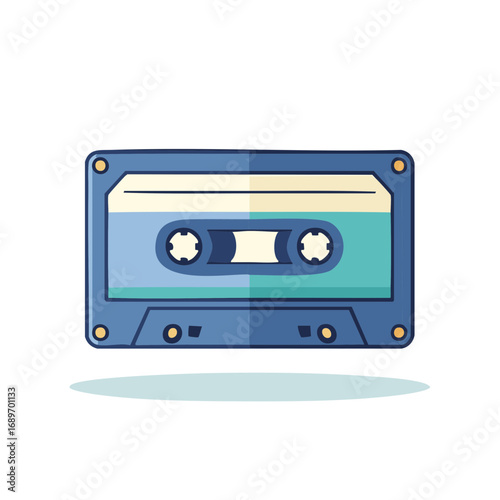 Retro Audio Cassette Tape, Nostalgia Memory Music Player, Recording, Old-fashioned Media, Blue, Pastel Colors