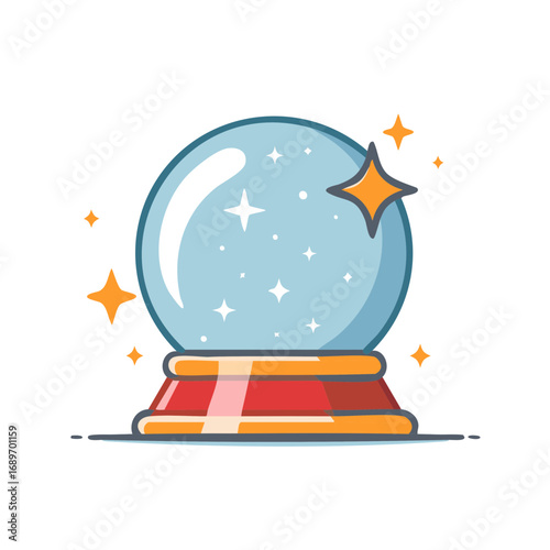 Crystal Ball with Sparkling Stars and Festive Base