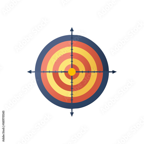 Colorful target icon with bullseye and crosshairs for business goals focus and achievement