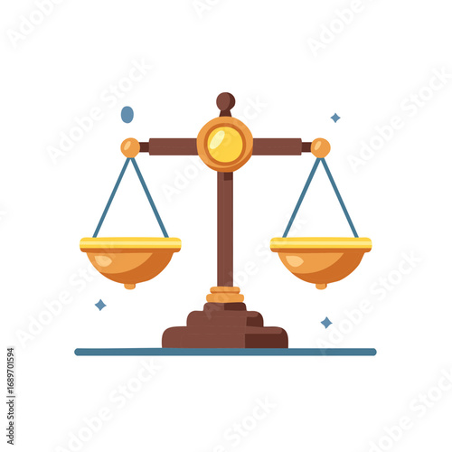 Illustration of a law scale representing justice, balance and fairness