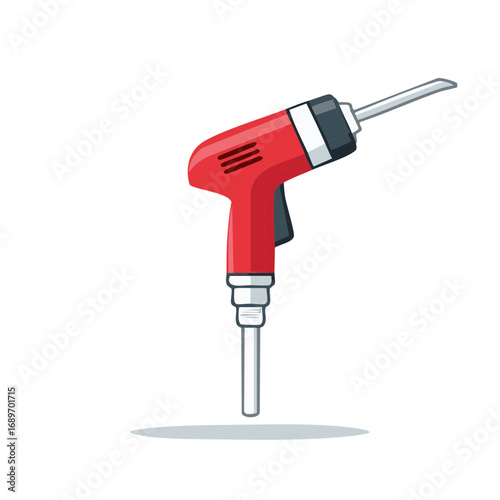 Red Soldering Iron Tool with Metal Tip and Black Trigger