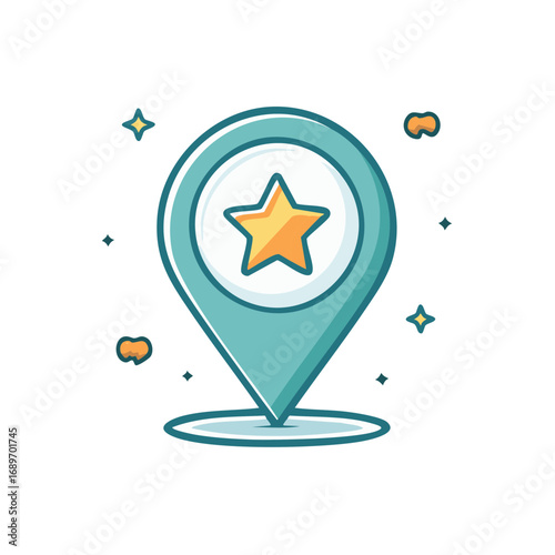 Favorite Location Icon Vector Illustration with Star Symbol inside Pointer