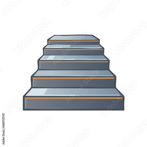 Cartoon illustration of gray and orange stairs going up