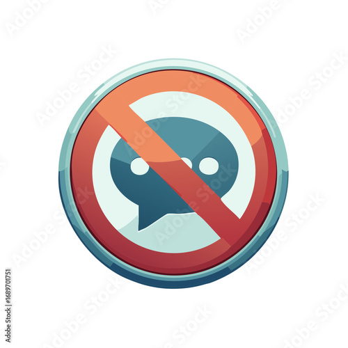 Prohibition Sign Against Speech Communication Talking Icon. Symbol for restriction