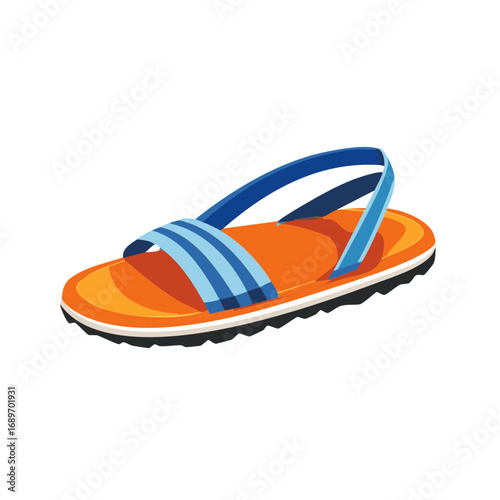 Bright orange and blue summer sandal for casual warm weather footwear vector illustration
