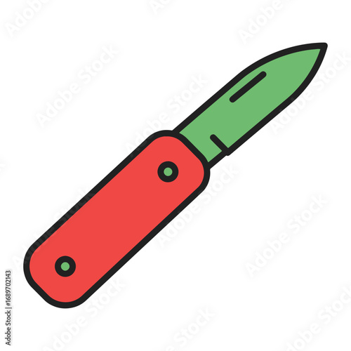 Colorful pocket knife illustration on white background for design use