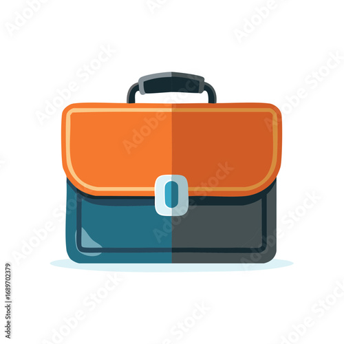 Modern Briefcase with Orange and Blue Panels and a Carry Handle