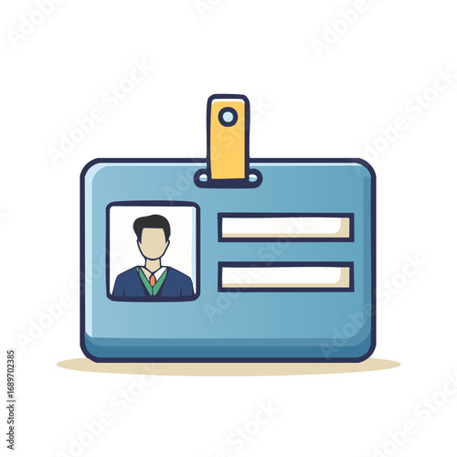 Blue Employee Identification Card With Photo and Lines for Text
