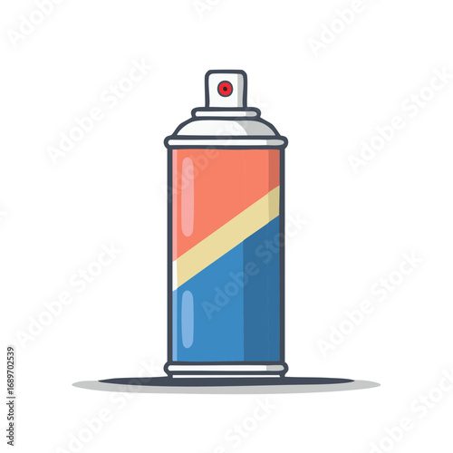 Vibrant Red Blue Yellow Spray Paint Can Flat Design Vector Illustration Icon