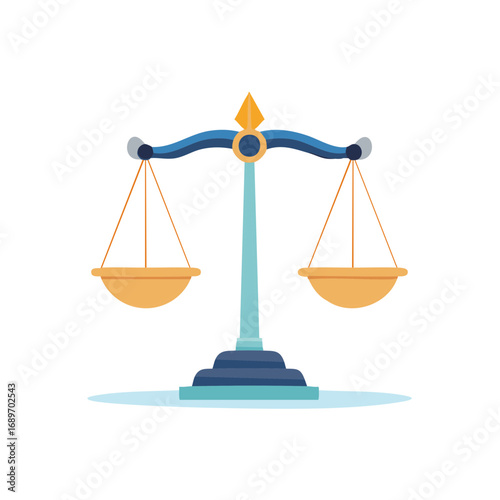Balance scale symbolizing justice and equality with symmetrical pans and a central pillar