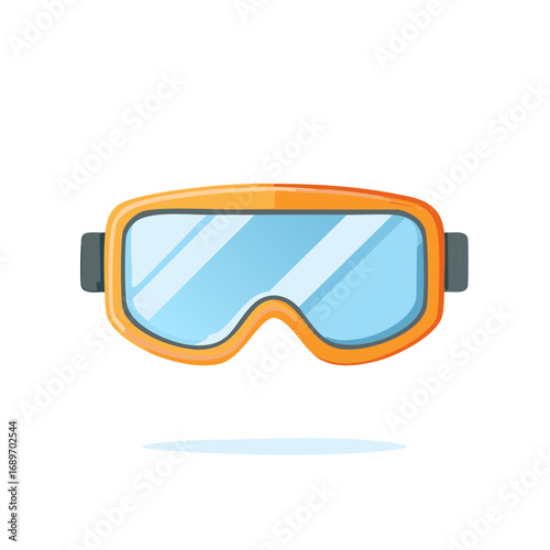 Orange Ski Goggles or Safety Glasses with Blue Tinted Lenses Vector Illustration