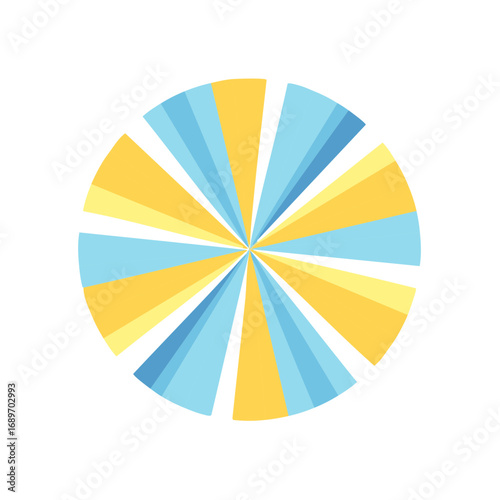 Bright colorful sunburst design in cool and warm tones abstract graphic