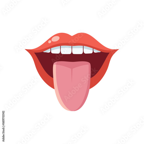 Human Mouth with Lips, Teeth, and Tongue Illustration